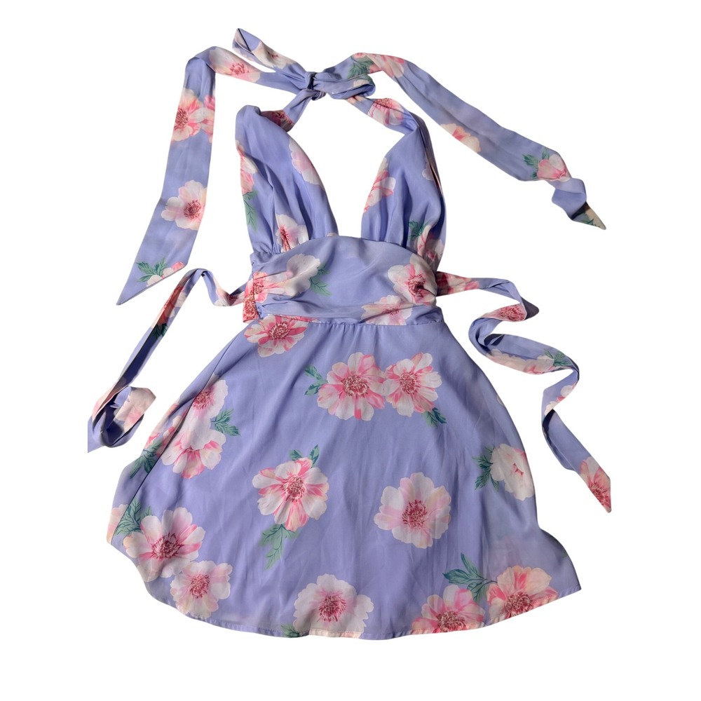 Lucy In The Sky Floral Halter Mini Dress Size S